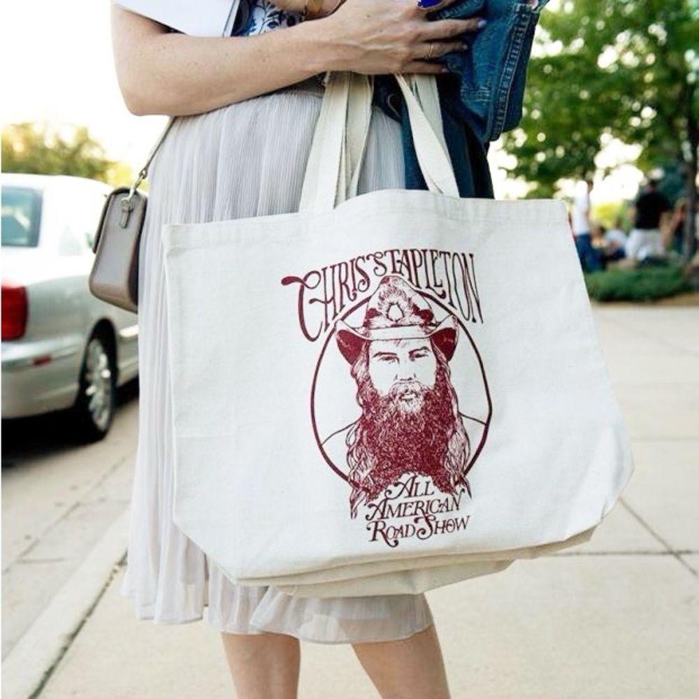 Chris Stapleton All American Road Show Cotton Canvas Large Tote Bag Cream VIP
